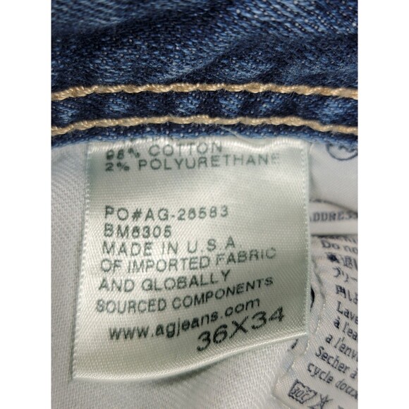 AG Adriano Goldschmied Jeans Mens 36X34 New Hero Straight Blue Distressed USA - Picture 12 of 16